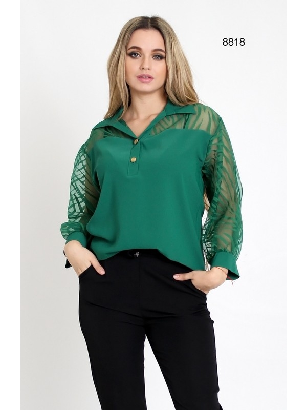 Зеленая блуза с шифоном 