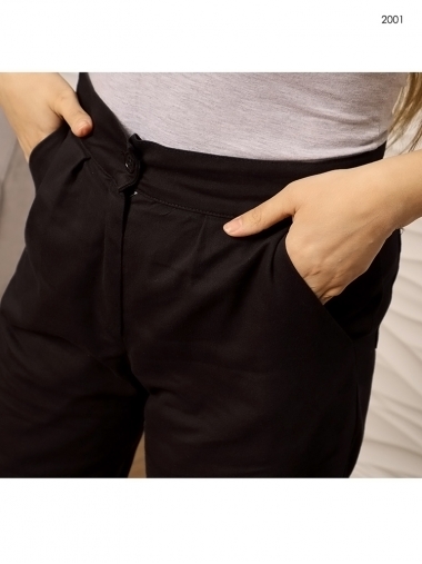 Стильные коттоновые штаны-брюки черного цвета 
