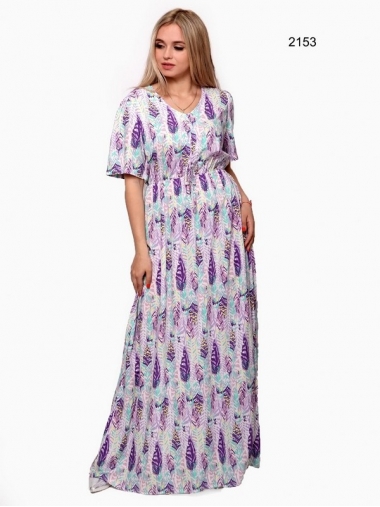 Платье в пол фиолетовый принт 