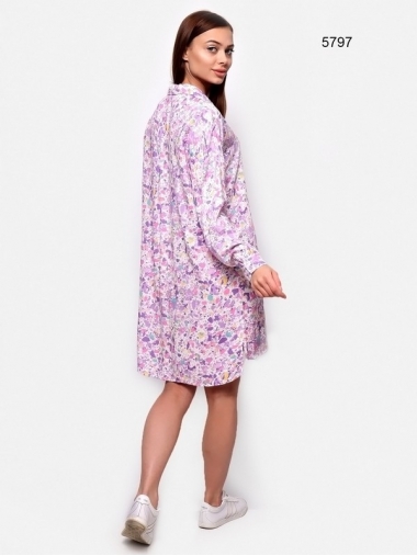 Платье-рубашка в фиолетовый принт 