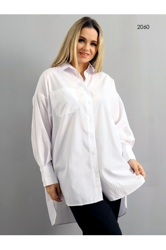 Стильная удлиненная рубашка oversize белого цвета