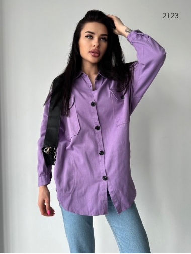 Коттоновая рубашка фиолетового цвета 