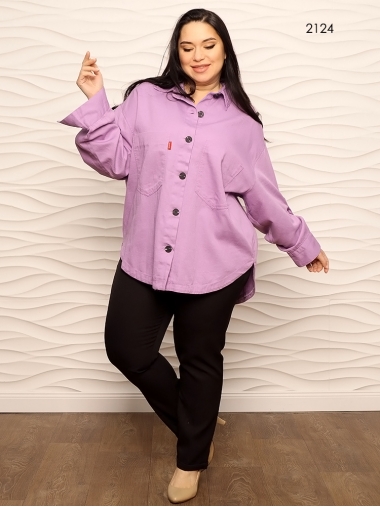 Стильная рубашка фиолетового цвета батал