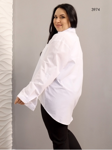 Рубашка oversize белого цвета батал