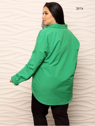 Рубашка oversize зеленого цвета батал