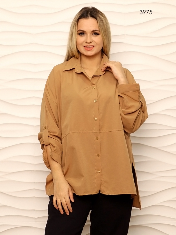 Стильная рубашка oversize бежевого цвета