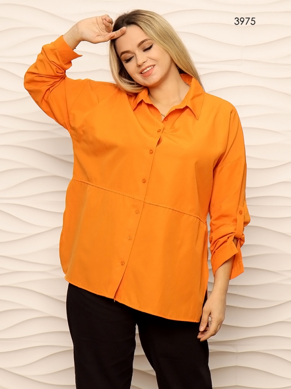 Стильная рубашка oversize оранжевого цвета