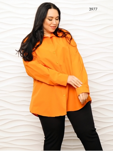 Стильная рубашка oversize оранжевого цвета батал
