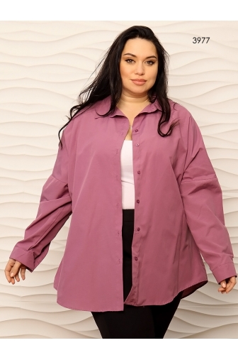 Стильная рубашка oversize фиолетового цвета батал