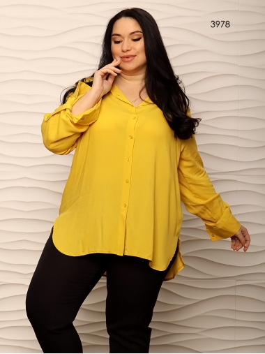Рубашка oversize желтого цвета батал