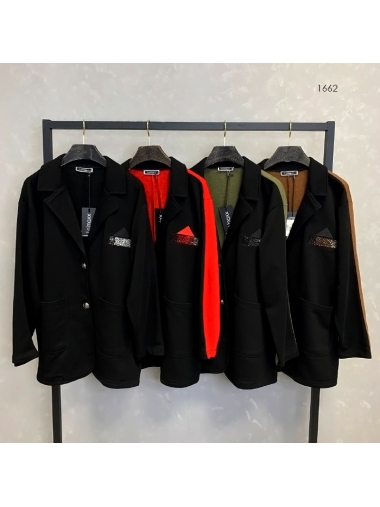 Пиджак черного цвета с вставками цвета хаки