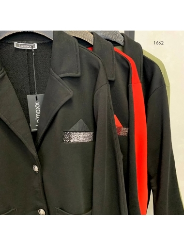 Пиджак черного цвета с вставками цвета терракот