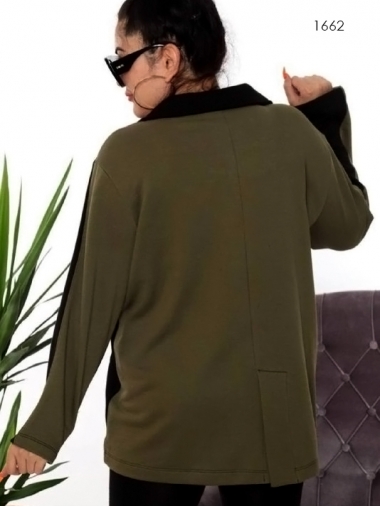Пиджак черного цвета с вставками цвета хаки
