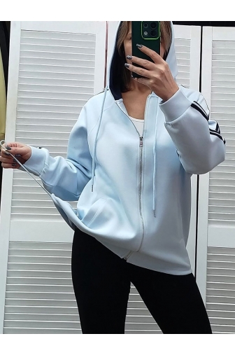 Спортивна кофта на блискавці з капюшоном блакитна